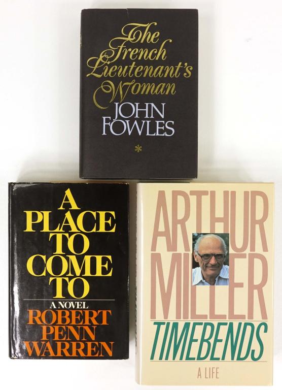 Books,(J. Fowles, Arthur Miller, Robt .P Warren) SIGNED: 3 books total, all signed: "The French Lieutenants Woman" by John Fowles and SIGNED by John Fowles on title page. 4th reprinting (?) Jonathan Cape edition, printed in Great Britain. Small tear to dust