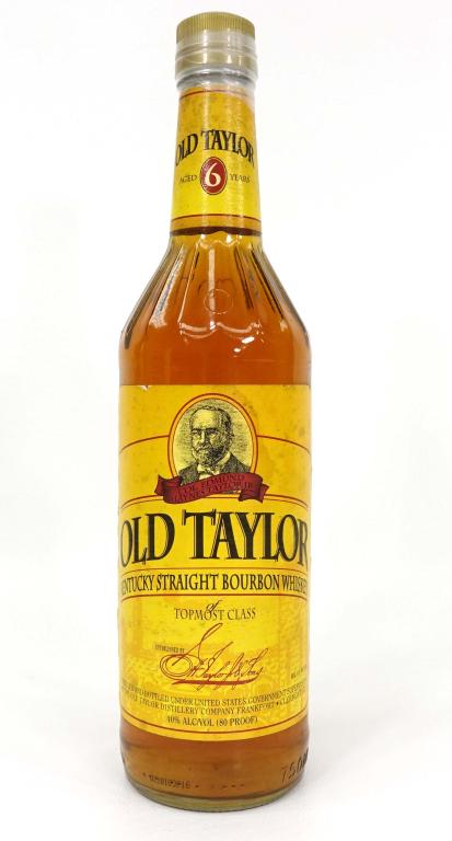 Bottle: 1998 Old Taylor Bourbon Whiskey: *** IF YOU MAY NEED SHIPPING YOU MUST CALL IAN BEFORE BIDDING ON BOTTLES *** 1998 Old Taylor Kentucky Straight Bourbon Whiskey. 80 proof, 750 ml.