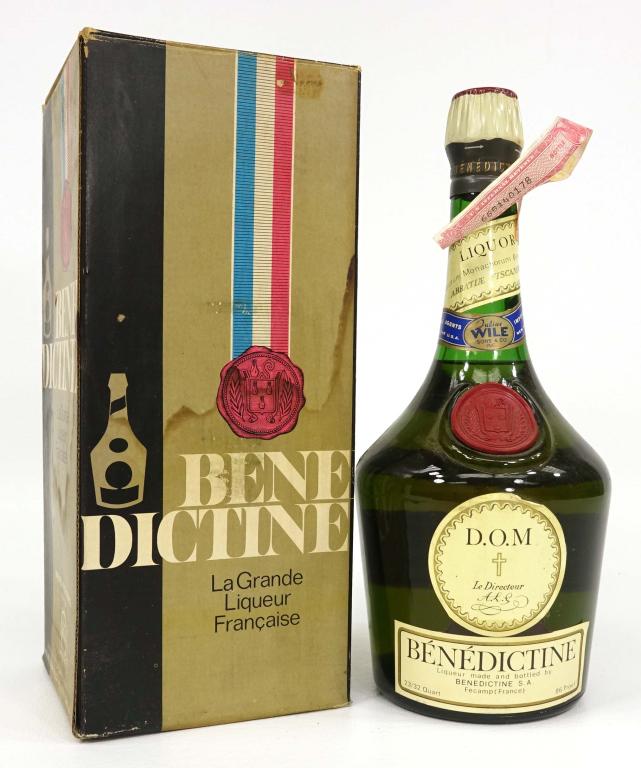 1976 Benedictine Liqueur: *** IF YOU MAY NEED SHIPPING YOU MUST CALL IAN BEFORE BIDDING ON BOTTLES *** 23/32. Qt. 86 proof. With box.
