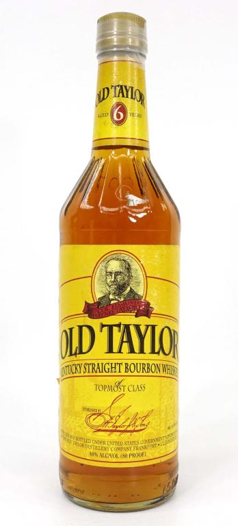 1998 Old Taylor Kentucky Straight Bourbon Whiskey: *** IF YOU MAY NEED SHIPPING YOU MUST CALL IAN BEFORE BIDDING ON BOTTLES *** 1998 Old Taylor Kentucky Straight Bourbon Whiskey. 750 ml, 80 proof.