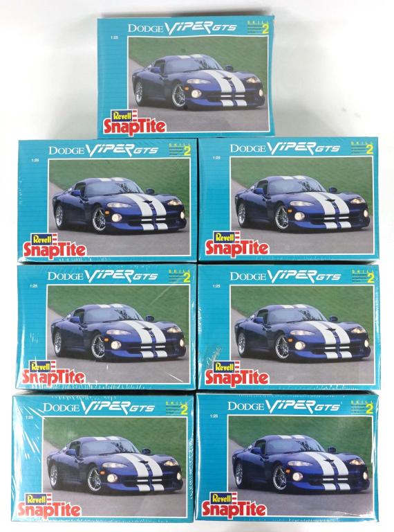 7 Dodge Viper GTS Model Kits: Old stock. All kits sealed in original shrinkwrap. Some boxes dented; please consult pictures accordingly.