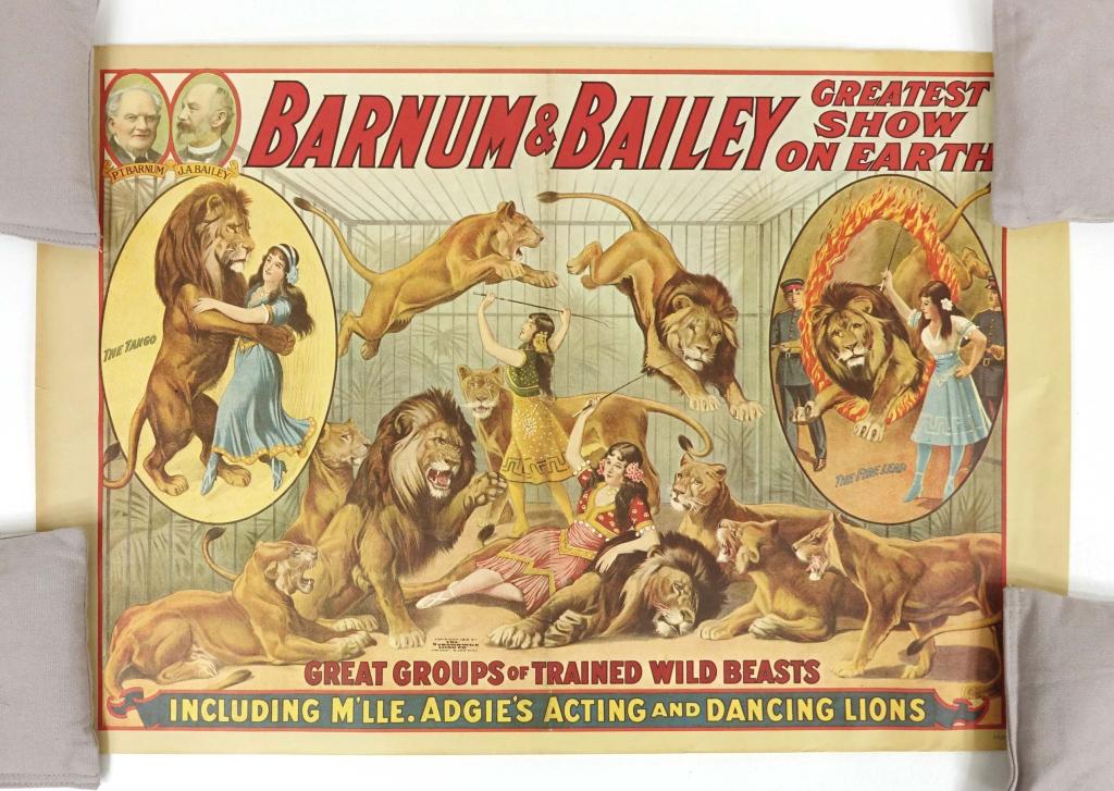 3 1960's Ringling Bros. Circus Posters (3): 3 - 1960's Ringling Bros. posters. Size range: 24 x 12 - 24 x 17". "P-132" is imprinted on bottom right. Minor rips at ends.
