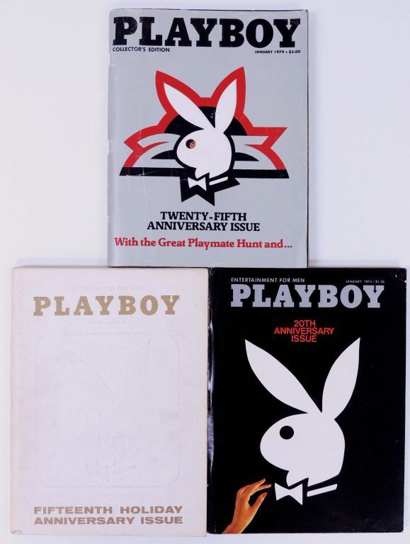 (3) Commemorative Editions of Playboy: 15th, 20th, 25th Commemorative Editions.