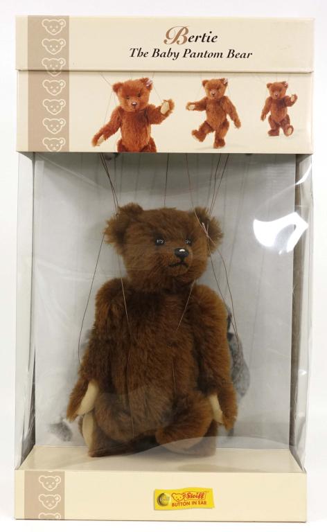 Steiff The Baby Pantom Bear Marionette: Steiff Bertie The Baby Pantom Bear. Limited edition only 1,911 made total. Manufactured in Germany 2005. Excellent condition with minor wear to box. 20in. X 12in.