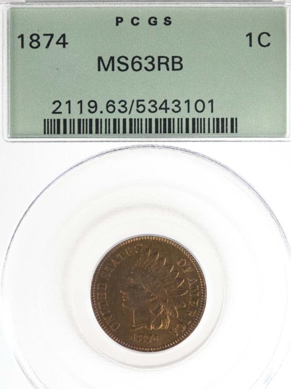 1874 Indian Head Cent (PCGS MS63RB) (1 of 4)
