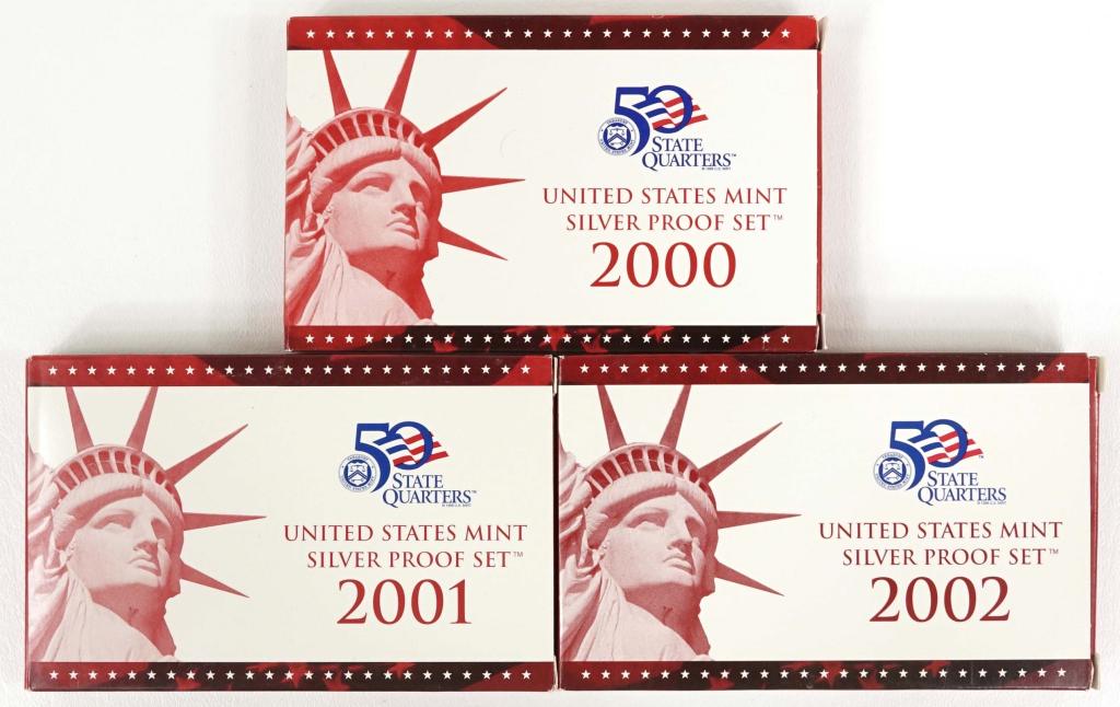 2000-s, 2001-s, 2002-s Silver Proof Sets (1 of 10)