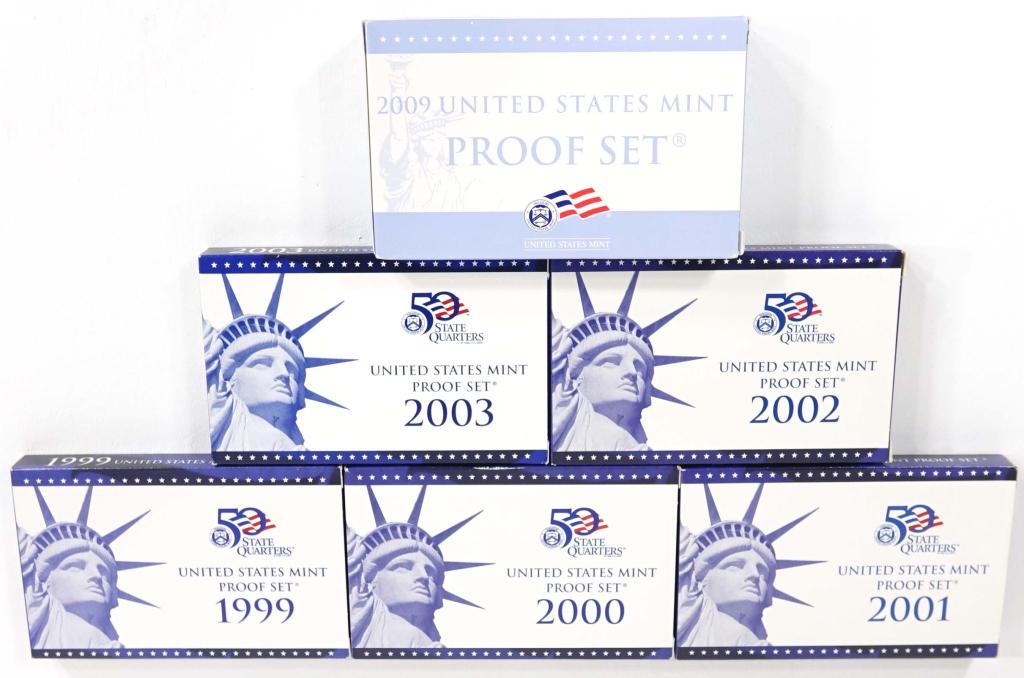 1999-2003, 2009 U.S. Proof Sets (6 Sets) (1 of 1)