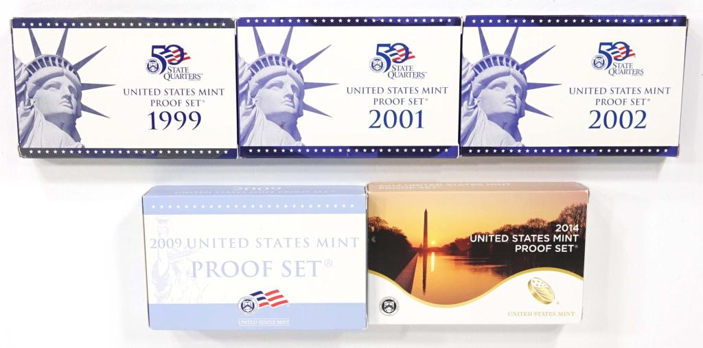 1999, 2001, 2002, 2009, 2014 U.S. Proof Sets (1 of 1)