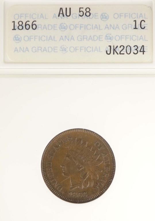 1866 Indian Head Cent (NGC AU58) (1 of 4)