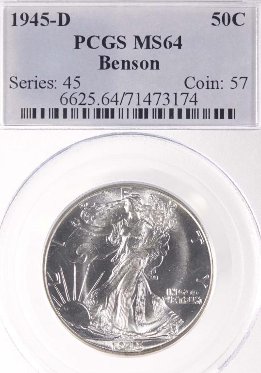 1945-d Walking Liberty Half Dollar (PCGS MS64 - Benson) (1 of 2)