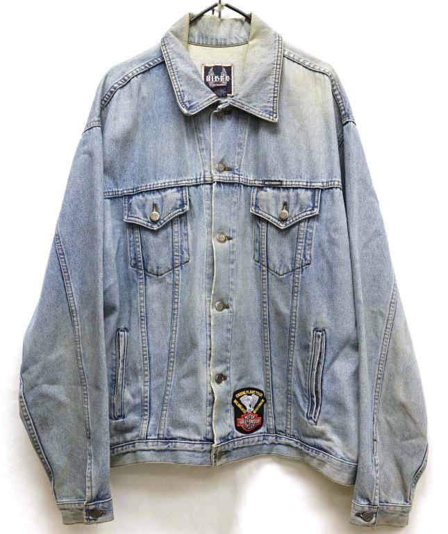 Harley Davidson Denim Jacket: Size XL, with patches. Biker Blues. Light fraying.