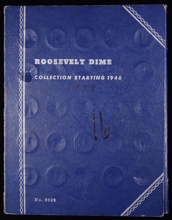 Roosevelt Dimes - Partial Collection (60): Partial collection of Roosevelt dimes (35 silver, 60 total) in a Whitman folder.