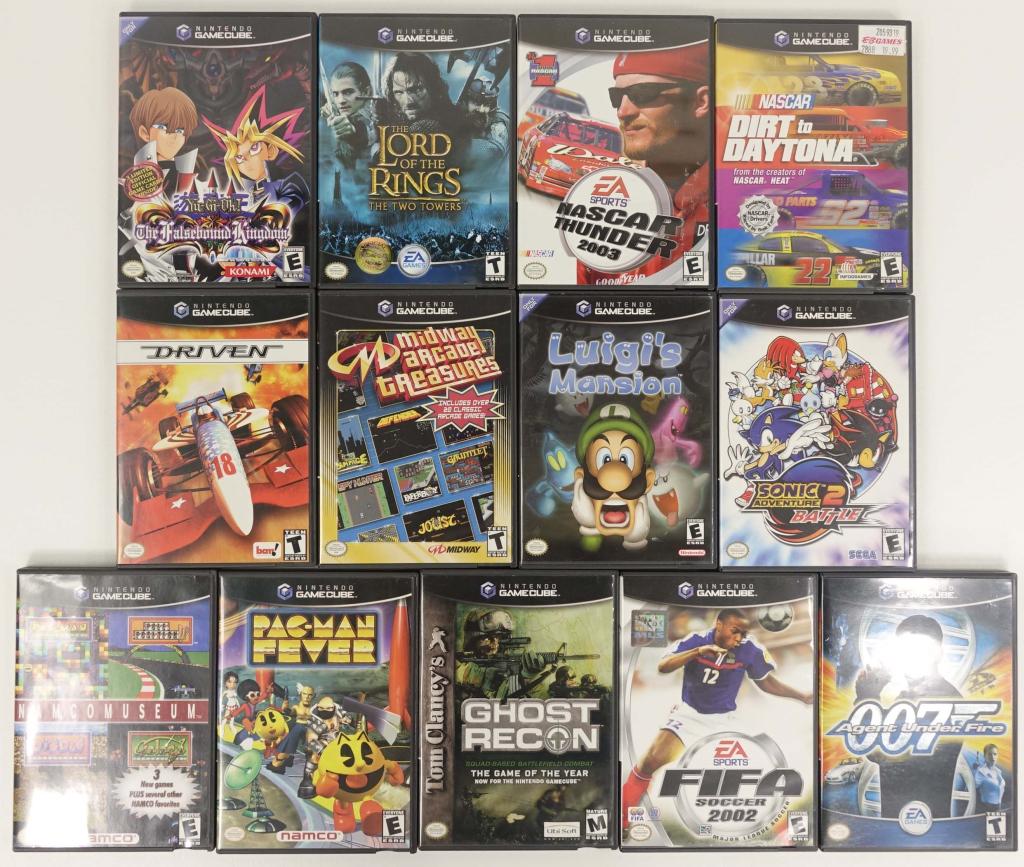 Nintendo Gamecube Games (13): Nintendo Gamecube Games. Includes 13 different titles such as Fifa Soccer 2002, 007 Agent Under Fire, Midway Arcade Treasures, Luigi's Mansion, Sonic Adventure Battle 2, Yu-Gi-Oh! The Falsebound Kingd