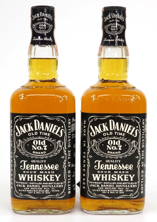 2 Jack Daniel's Bottles: IF YOU MAY NEED SHIPPING YOU MUST SPEAK WITH IAN BEFORE BIDDING ON BOTTLES. 90 proof, 750 ml.