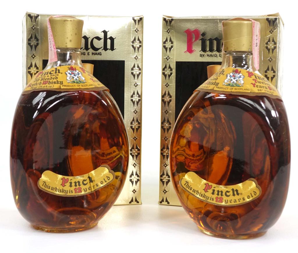 Haig & Haig 12 Year Old Blended Scotch Whisky (2): IF YOU MAY NEED SHIPPING YOU MUST SPEAK WITH IAN BEFORE BIDDING ON BOTTLES. Haig & Haig 12 Year Old Blended Scotch Whisky. Includes 2 identical bottles. 25.4 FL OZ. 86 Proof. Bottled in 1989.