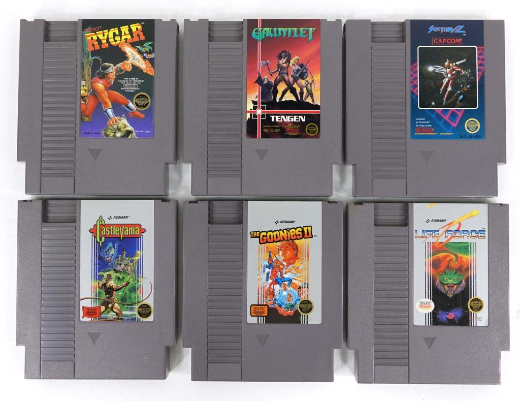 Nintendo NES Games: Cartridges only. Gauntlet, Section Z, Rygar, Castlevania, Goonies II, Life Force.