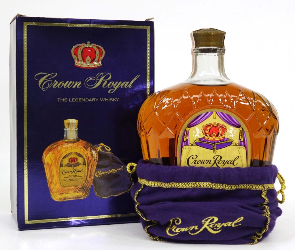 1979 Crown Royal Whiskey Bottle: IF YOU MAY NEED SHIPPING YOU MUST SPEAK WITH IAN BEFORE BIDDING ON BOTTLES. 1 L, sealed, Canada tax strip.
