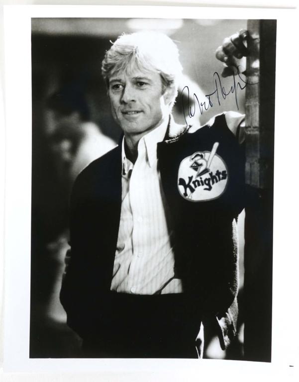 Robert Redford Autograph: Robert Redford signed 8 x 10" black and white picture (Redford as Roy Hobbs in "The Natural". ** Lot 14 makes the following guarantee: If either Professional Sports Authenticator (PSA) or Beckett Glob