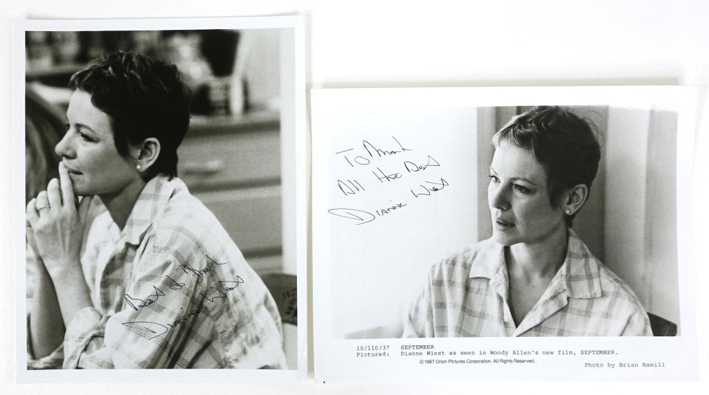 Dianne Wiest Autographed Photographs: Dianne Wiest signed 8 x 10" black and white pictures (2). ** Lot 14 makes the following guarantee: If either Professional Sports Authenticator (PSA) or Beckett Global, or James Spence Authentication (