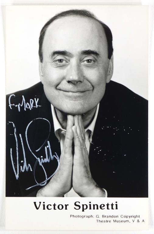 Victor Spinetti Autograph: Victor Spinetti signed 3 1/2 x 5 1/2" black and white publicity picture. ** Lot 14 makes the following guarantee: If either Professional Sports Authenticator (PSA) or Beckett Global, or James Spence A