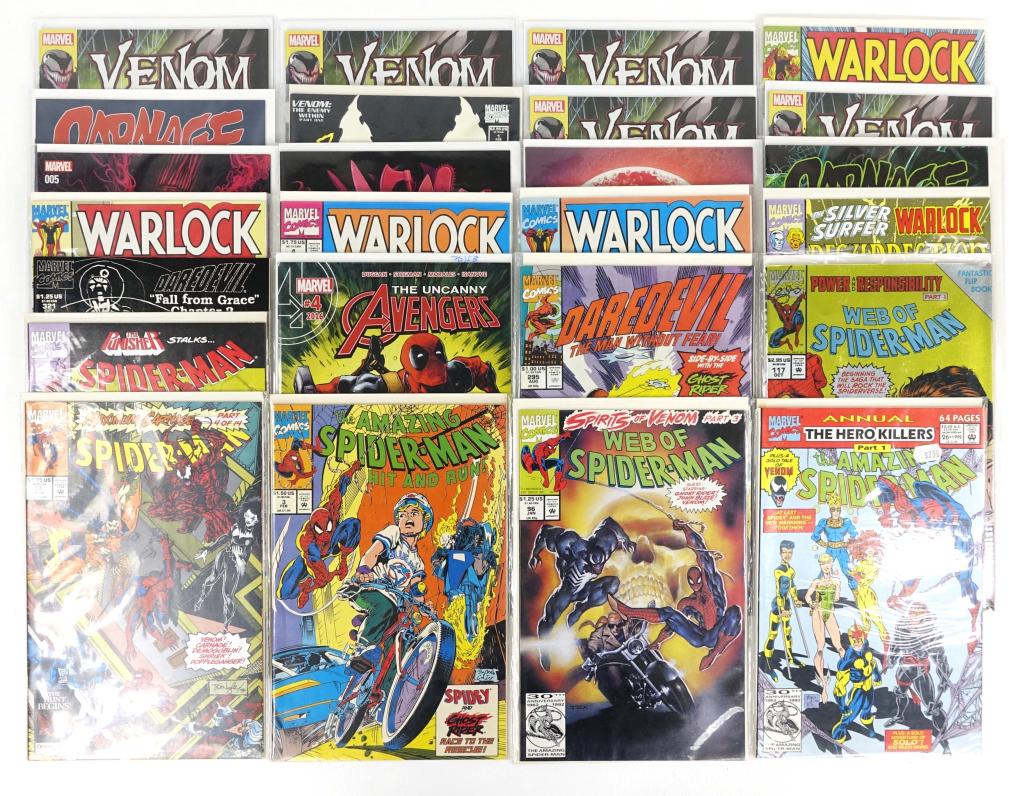 Assortment Of 25 Marvel Comics: Assortment Of 25 Marvel Comics. Includes Spider-Man, Warlock, Carnage, Venom & The Avengers. (Group L).