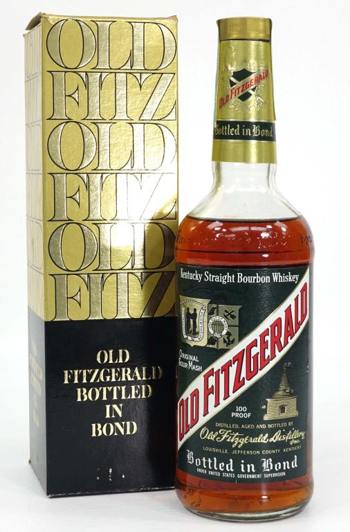 1977 Old Fitzgerald Bottled In Bond Whisky Bottle: ***IF YOU MAY NEED SHIPPING PLEASE GIVE US A CALL BEFORE BIDDING ON BOTTLES. 847-625-0555*** Spring, 1971 - Fall, 1977. Bottled in Bond Old Fitzgerald. 6 years old. 750ml. 100 proof. Sealed with tax s