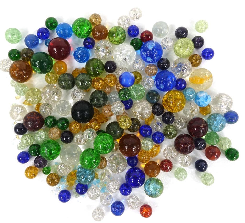 Vintage Marbles (Approx 2lbs): Many are 14mm-24mm. Please see pictures as many are fried or cracked.