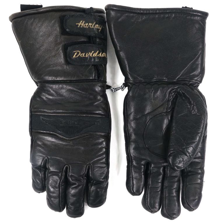 Harley Davidson Gauntlet Leather Gloves: XL. Worn. No observed holes or tears.