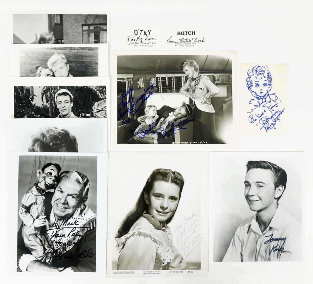Children's Entertainment Autograph & Sketch Lot: Signed 8 x 10" black and white pictrues: Penny Singleton (Blondie), Jon Provost (Lassie), Roddie McDowell (signed toddler picture), Howdy Doody (with Buffalo Bob), Russell Johnson (Gilligan's Island),