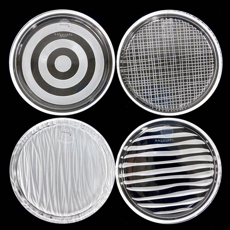 Salviati E Venezia Art Glass Coasters: Salviati E Venezia glassware. Contains 4 art glass coasters.