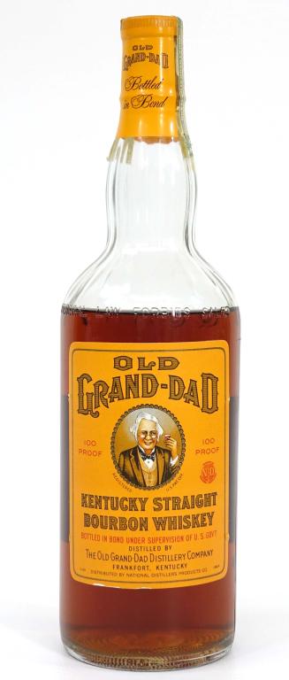 Old Grand-Dad Bourbon Whiskey- Bottled in Bond: ***IF YOU MAY NEED SHIPPING PLEASE GIVE US A CALL AT 847-625-0555 BEFORE BIDDING ON BOTTLES!*** Bottle: Old Grand-Dad Bourbon Whiskey Bottled in Bond. 4/5 qt, 100 proof and sealed. **Fill is at should