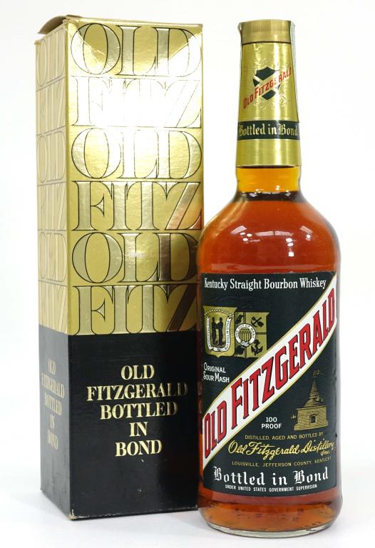 1977 Old Fitzgerald BiB Whiskey Bottle: ***IF YOU MAY NEED SHIPPING PLEASE GIVE US A CALL AT 847-625-0555 BEFORE BIDDING ON BOTTLES!*** 1977 Old Fitzgerald Bottled in Bond Whiskey Bottle. 6 year old, 100 proof, Fifth. Bottled is still seale