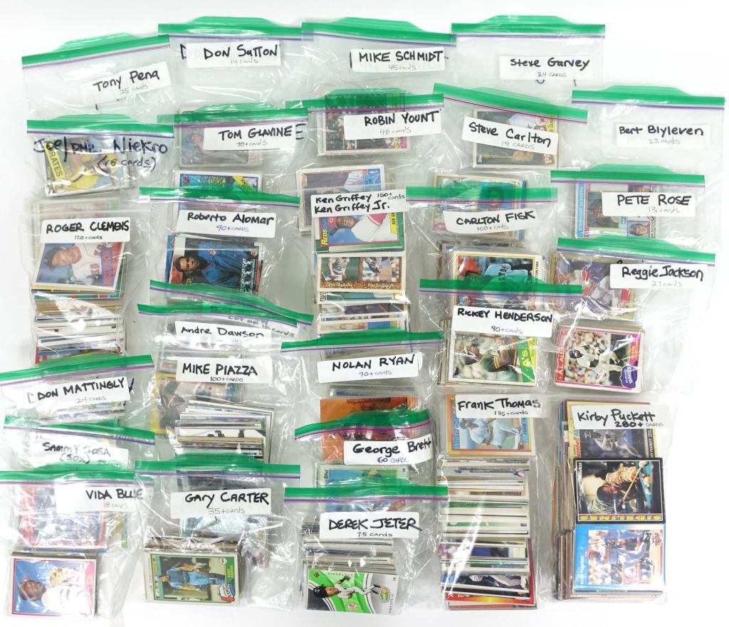 (500+) Baseball Cards (Many HOF): (500+) Baseball Cards (Many HOF). Includes Frank Thomas (135+ cards + rookie), Roger Clemens (120+ cards + rookie), Nolan Ryan (70+ cards), Ken Griffey Jr. (150+ cards), Rickey Henderson (90+ cards), 