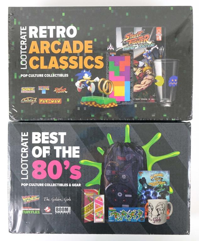 (2) Best Of The 80s Loot Crate Box (Sealed!): (2) Best Of The 80s Loot Crate Box (Sealed!). Includes Back To The Future, The Golden Girls, Teenage Mutant Ninja Turtles, Ghostbusters, Tetris, Street Fighter, Galaga, Pac-Man & More!
