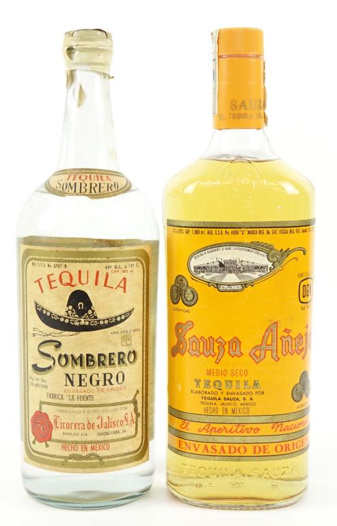 Sauza Anejo / Sombrero Negro Tequila Bottle: *** IF YOU'RE NEW TO US AND MAY NEED SHIPPING PLEASE GIVE US A CALL BEFORE BIDDING ON BOTTLES! 847-625-0555 *** Sauza Anejo / Sombrero Negro Tequila Bottle: 1 liter.