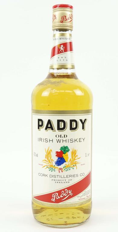 Paddy Old Irish Whiskey Bottle: Paddy Old Irish Whiskey. Sealed. 86 proof. 1L.