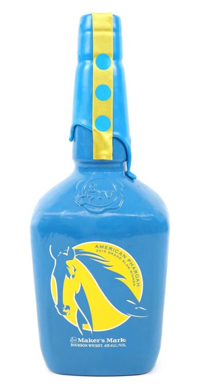 2015 Maker's Mark- American Pharoah Bottle: *** IF YOU'RE NEW TO US AND MAY NEED SHIPPING PLEASE GIVE US A CALL BEFORE BIDDING ON BOTTLES! 847-625-0555 *** 2015 Maker's Mark- American Pharoah Bottle: 45%, 1L and sealed.