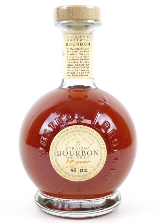 2015 Western Reserve 14 Year Bourbon Bottle: *** IF YOU'RE NEW TO US AND MAY NEED SHIPPING PLEASE GIVE US A CALL BEFORE BIDDING ON BOTTLES! 847-625-0555 *** 2015 Western Reserve 14 Year Bourbon Bottle: 45%, 750ml and sealed. Barrel 55. Bottle 12