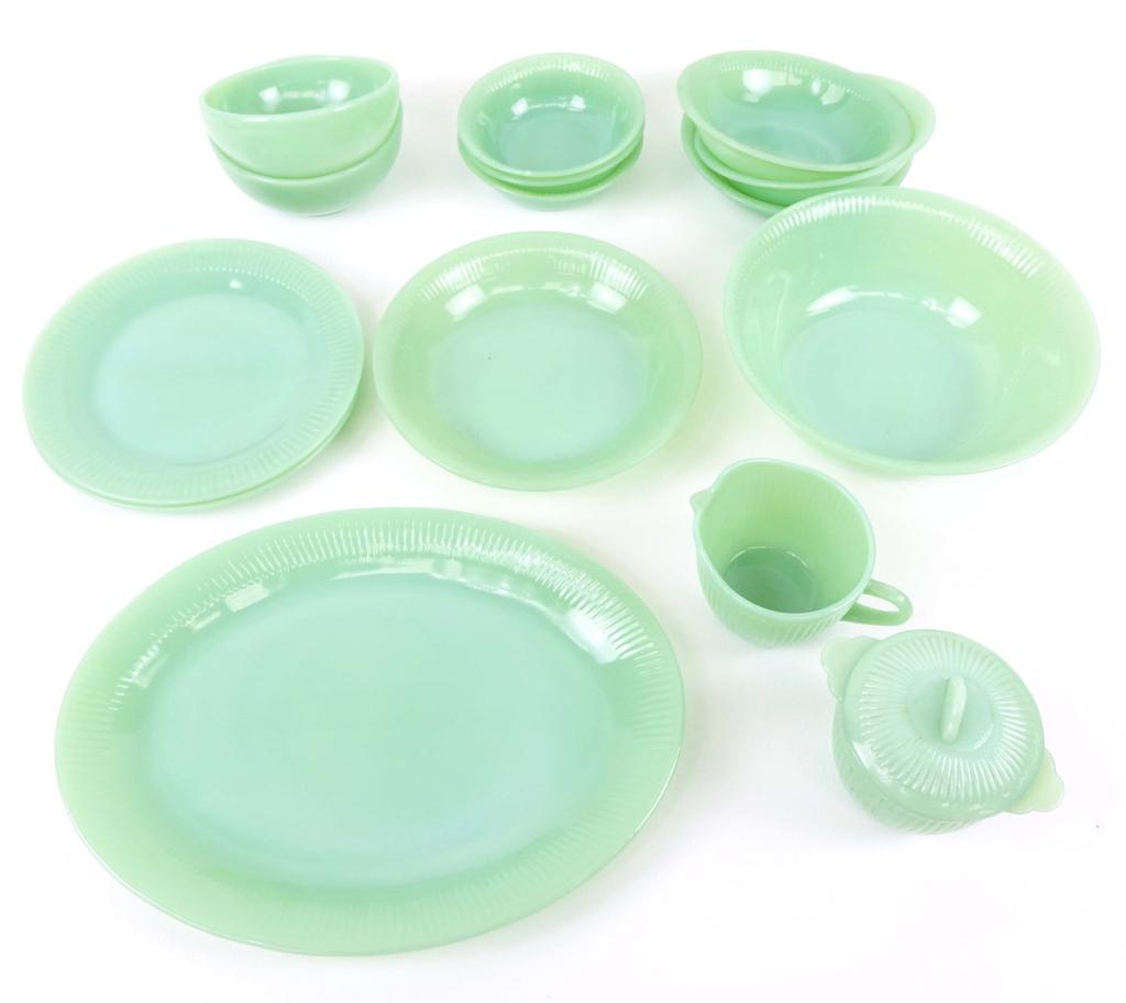Fire King Jadeite Dishes, 14 Pcs.