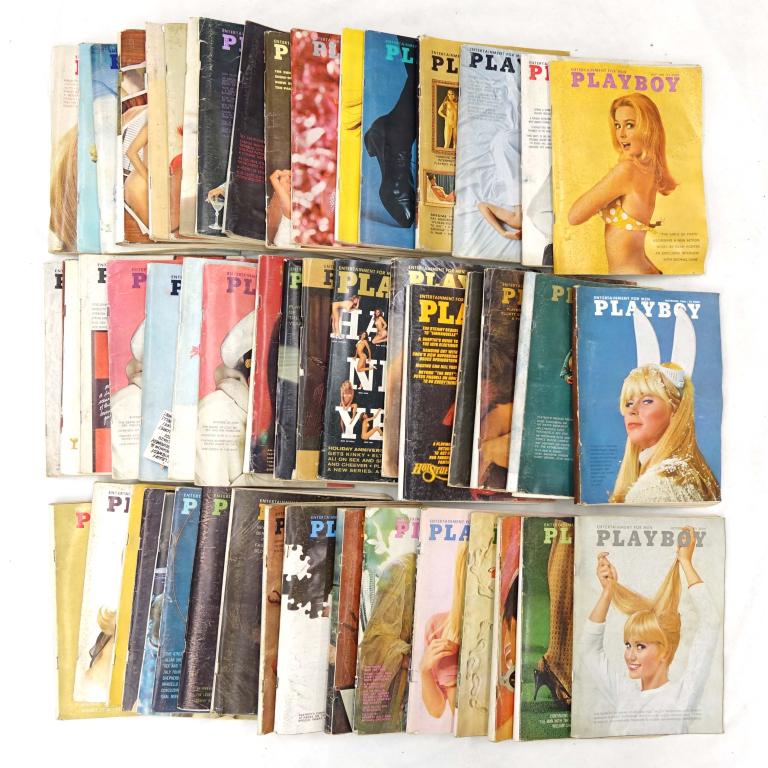 1960s & 1970s Playboy Magazines (50): (50) 1960s & 1970s Playboy Magazines. The majority of these issues seem to be from the 1960s however there is a decent assortment of 1970s issues here too. These magazines are in decent condition cons