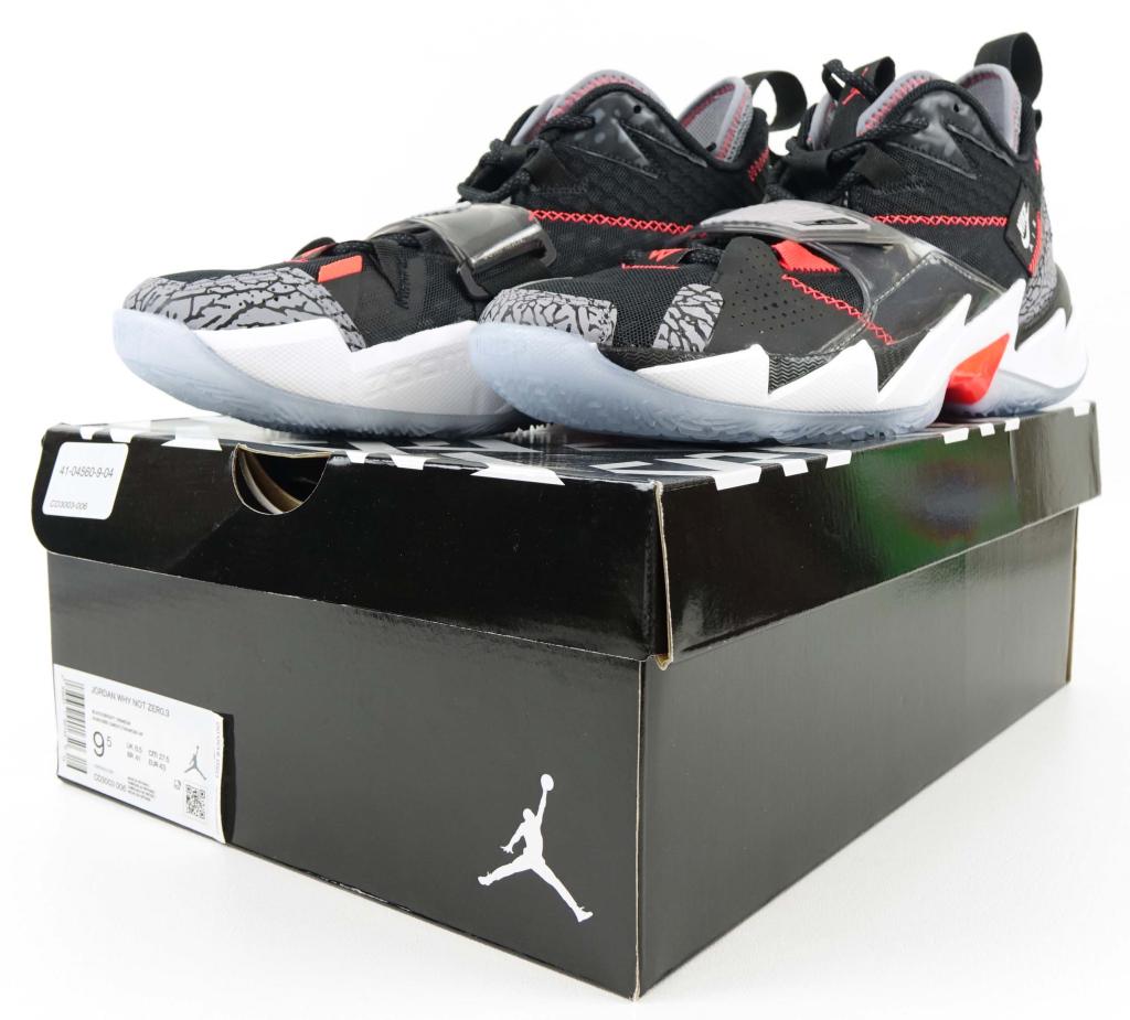 Nike Jordan Why Not Zero.3 Russell Westbrook: Nike Jordan Why Not Zero.3 Russell Westbrook Basketball Shoes (Black/Bright Crimson). CD3003-006. These are size 9.5 and have never been worn. They also come with the original box which has a scannabl