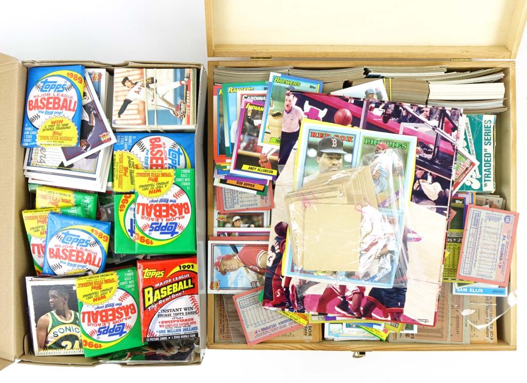 70s, 80s & 90s Topps Baseball Cards (1000s): (1000s) Of 70s, 80s & 90s Topps Baseball Cards (Plus Sealed Packs!). Includes a massive assortment of loose 80s & 90s Topps baseball cards. Also includes (19 of 24) 1970 Topps Poster Inserts. These po