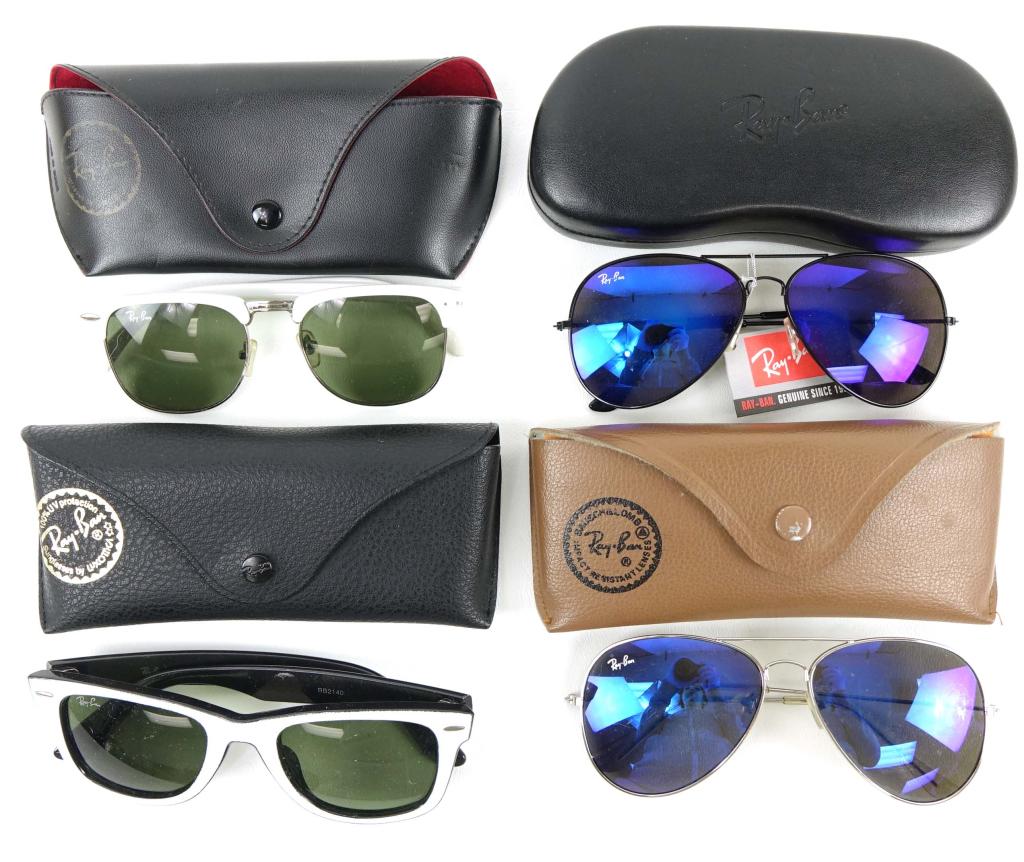 (4) Pairs Of Ray Ban Sunglasses: (4) Pairs Of Ray Ban Sunglasses. They all come with their original cases however some have minor wear.