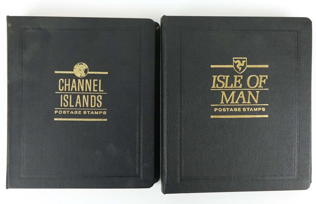 Channel Islands / Isle of Man Great Stamps: Two albums. Most mint, unhinged in mounts. Highlights: German- Occupation, Anti-Nazi "V" stamps. 1958 Country Definitive, 1969 First Definitive Issue, and mostly 1970's.