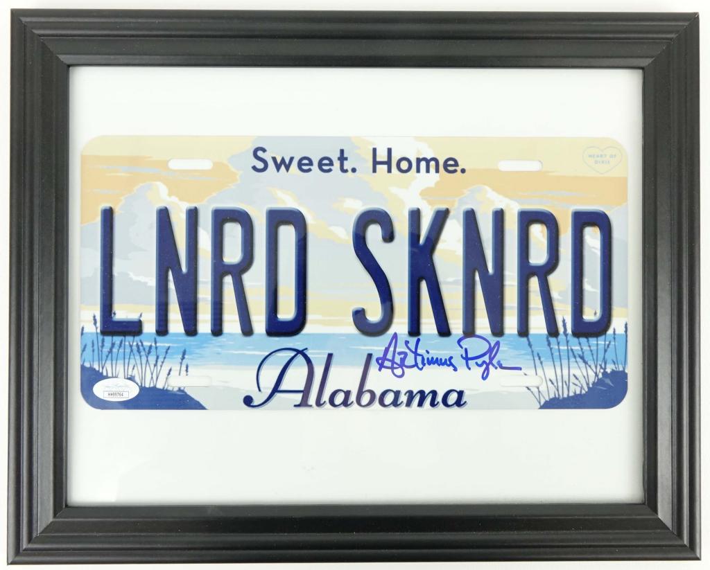 Signed Lynyrd Skynyrd Licence Plate (JSA): Artimus Pyle autograph. JSA authenticated.