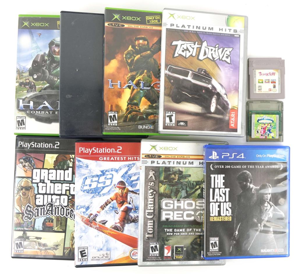 Xbox, PS4 & PS2 Games: Xbox, PS4 & PS2 Games. Includes Test Drive, Halo, Halo 2, Ghost Recon, The Last Of Us, SSX3, Grand Theft Auto: San Andreas & More!