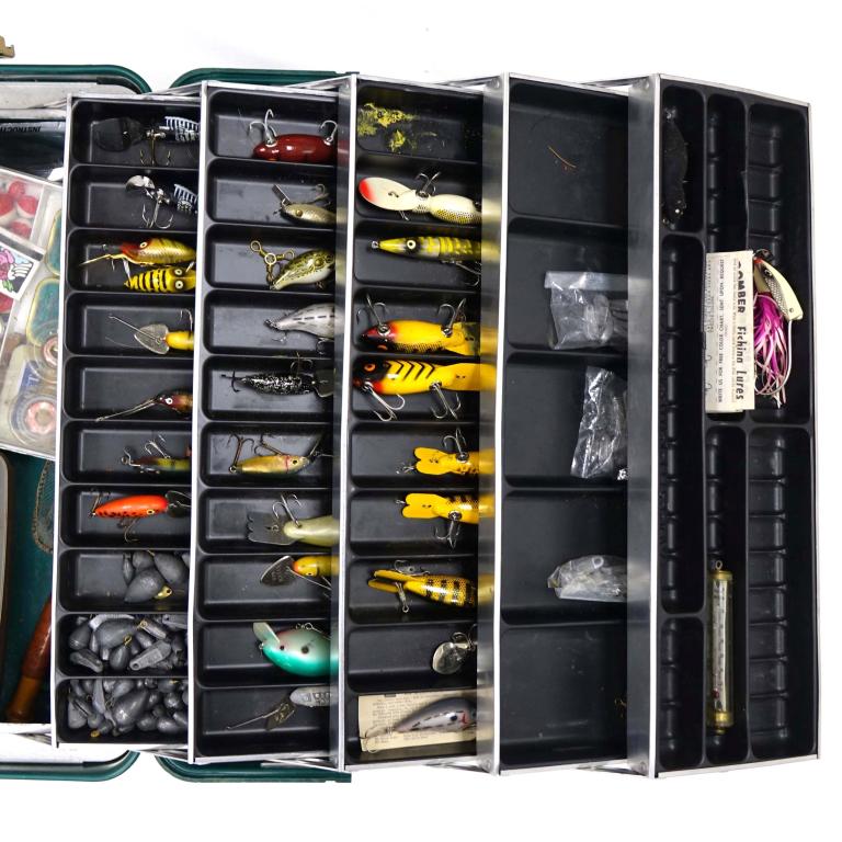 Tackle Box Full of Vintage Lures- 3500U: Vintage 3500U Tackle box. Full of lures, fishing tackle.