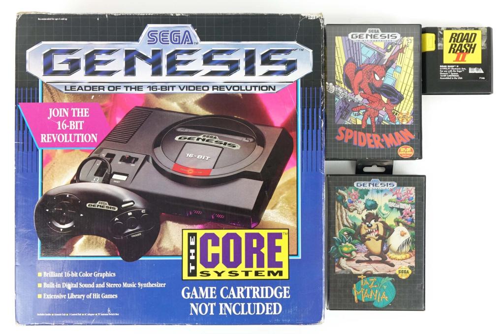 Sega Genesis - 1993 & 3 Games: Original box with 1993 receipt! RARE! Three games (two original box with manuals), one controller, and cables. Consigner reports this is tested and working.