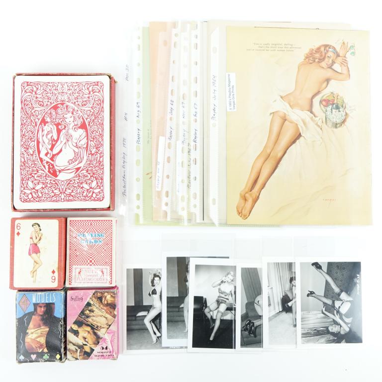 Adult Entertainment Collection (Cards, Pics, Etc.): Collection of cards, pictures and other miscellany of a decidedly (stares over the top of sunglasses) adult nature.