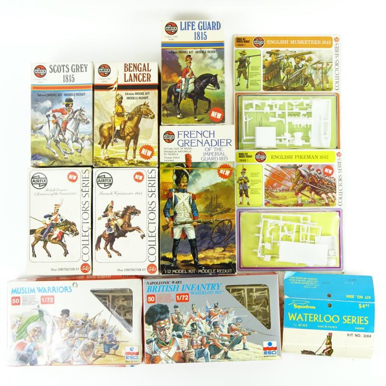 Airfix Model Soldiers (11): 1 Airfix Collectors Series Polish Lancer "1st Lancers of the Guard 1815". 54mm. 1973; 1 Airfix Collectors Series French Cuirassiers. 54mm. 1974; 1 Airfix Collectors Series (Series 2) Bengal Lancer. 54